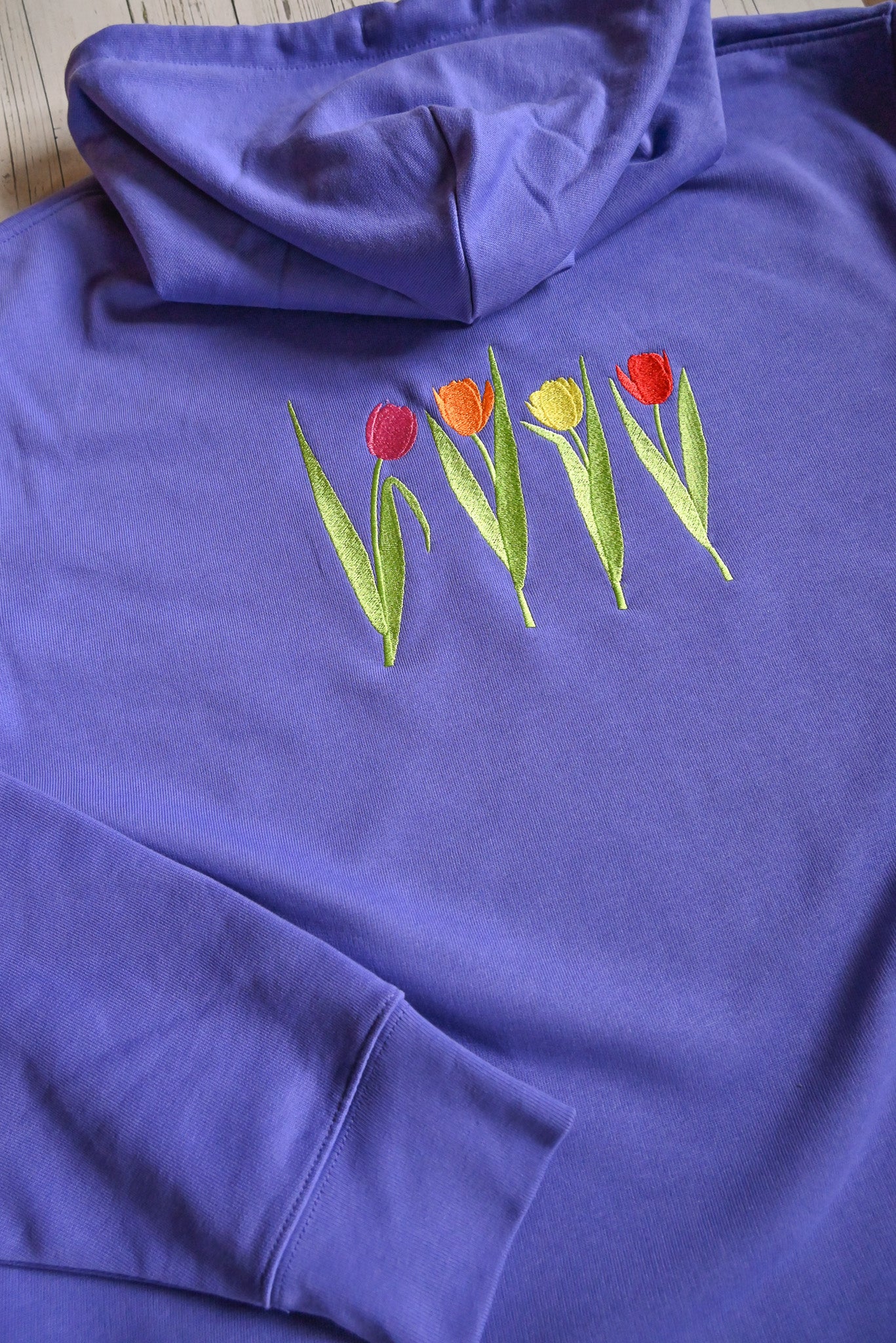Tulips Embroidered Organic Cotton Hoodie