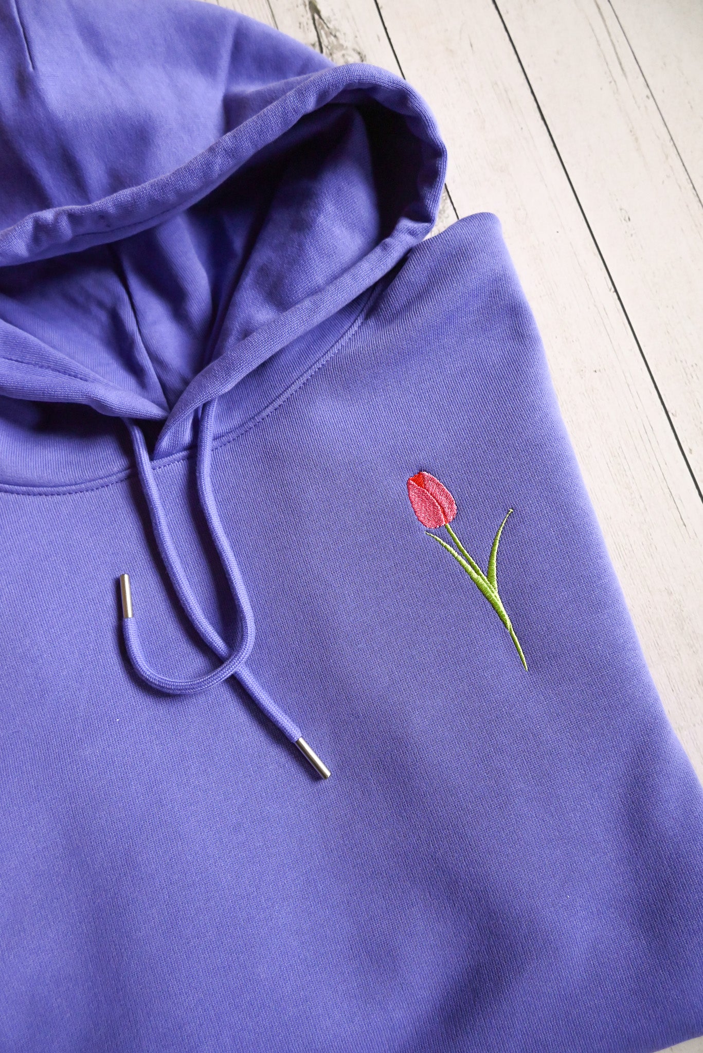 Tulips Embroidered Organic Cotton Hoodie