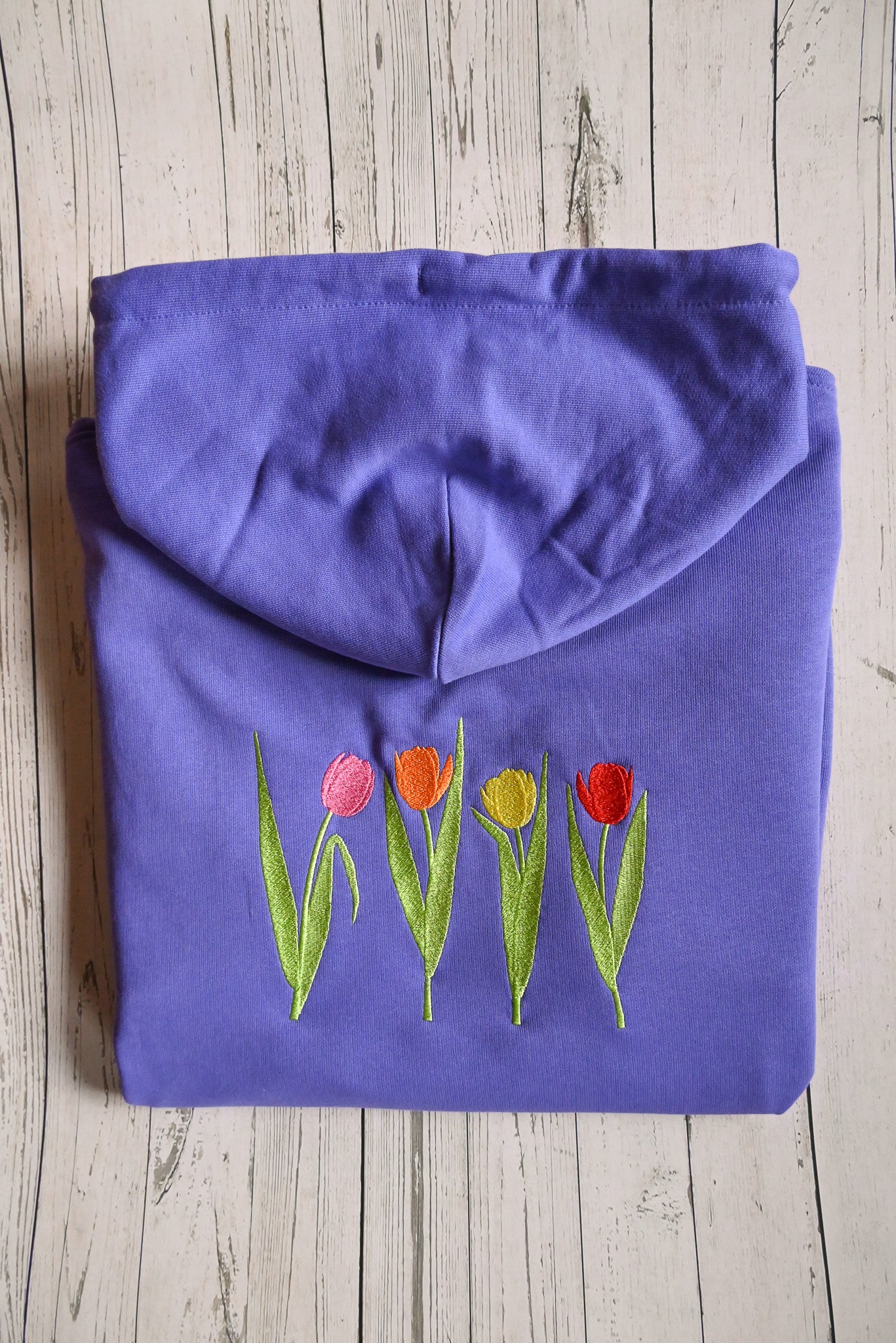 Tulips Embroidered Organic Cotton Hoodie