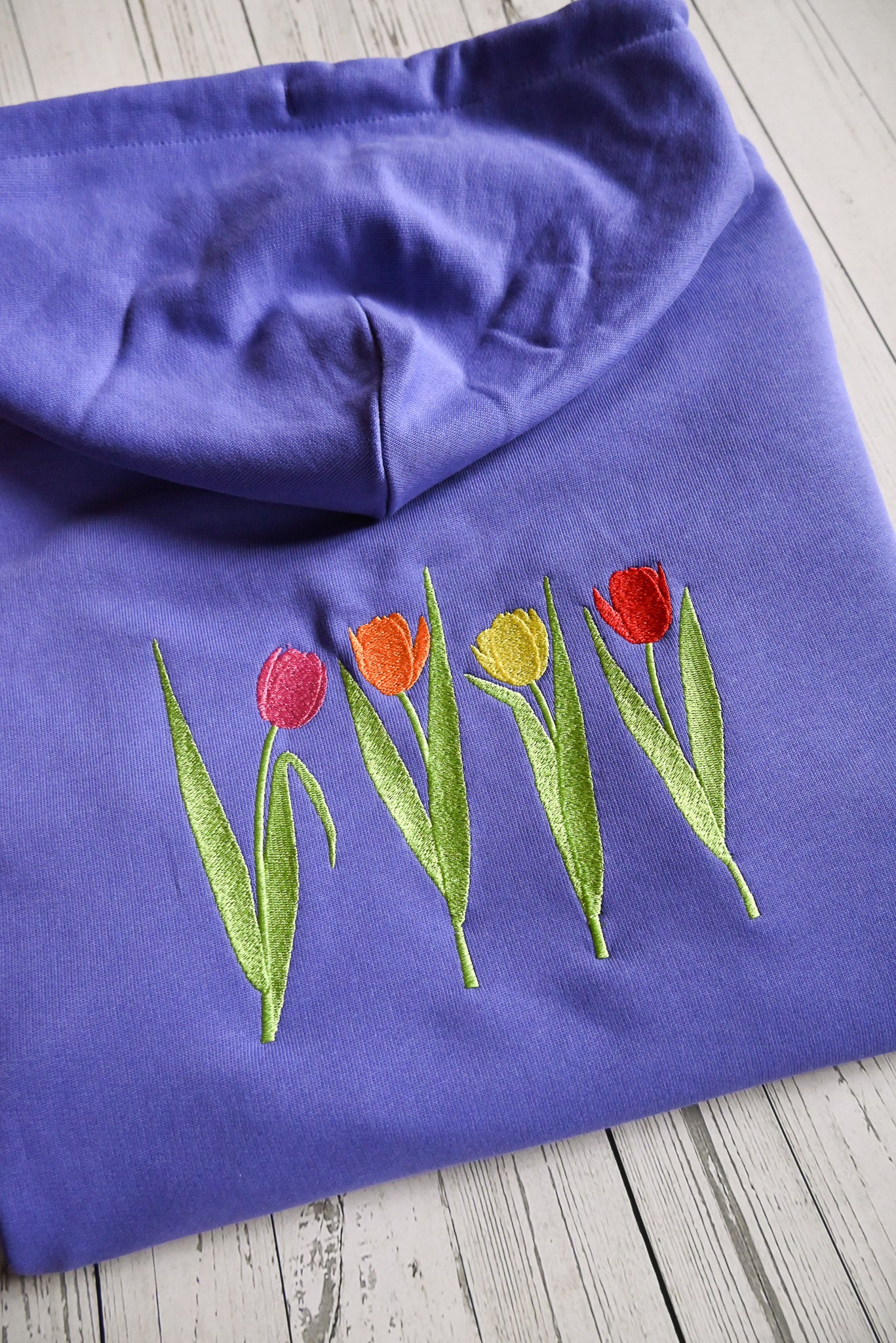 Tulips Embroidered Organic Cotton Hoodie