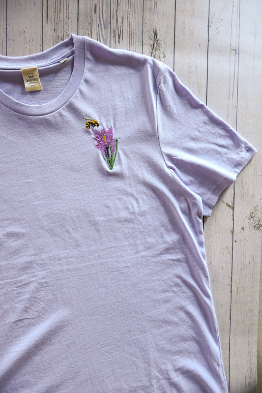 WWC Crocus and Honeybee Embroidered T-shirt