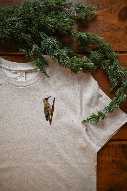 WWC Green Woodpecker Embroidered T-shirt