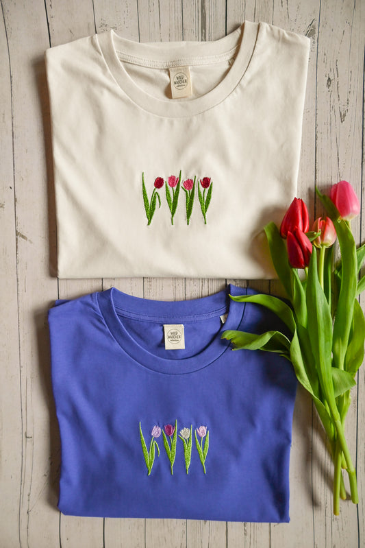 Tulips Embroidered Organic Cotton T-shirt