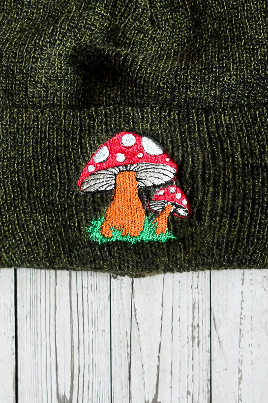 Fungi Dark Green/Black Beanie Hat