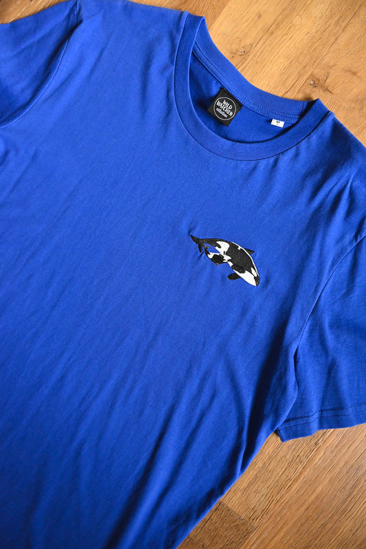SIZE M UK 12-14 Orca Embroidered Organic Cotton T-shirt