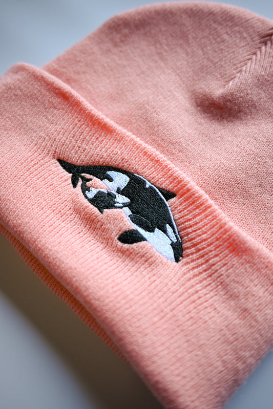 ORCA FAMILY Salmon Peach Slimmer Double-layer Knit Beanie Hat