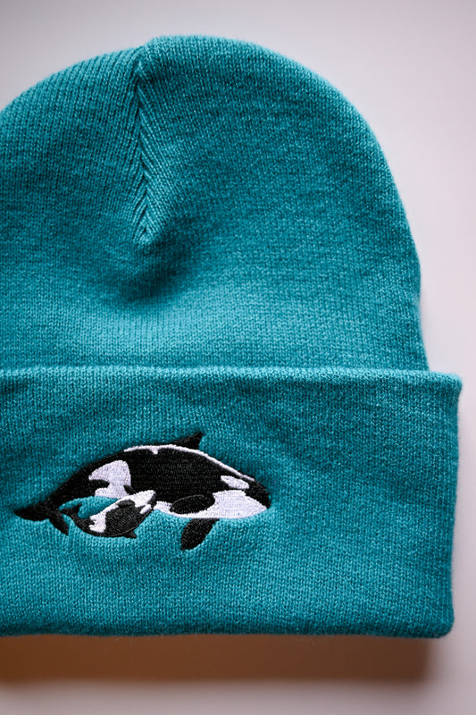 ORCA FAMILY Teal Slimmer Double-layer Knit Beanie Hat