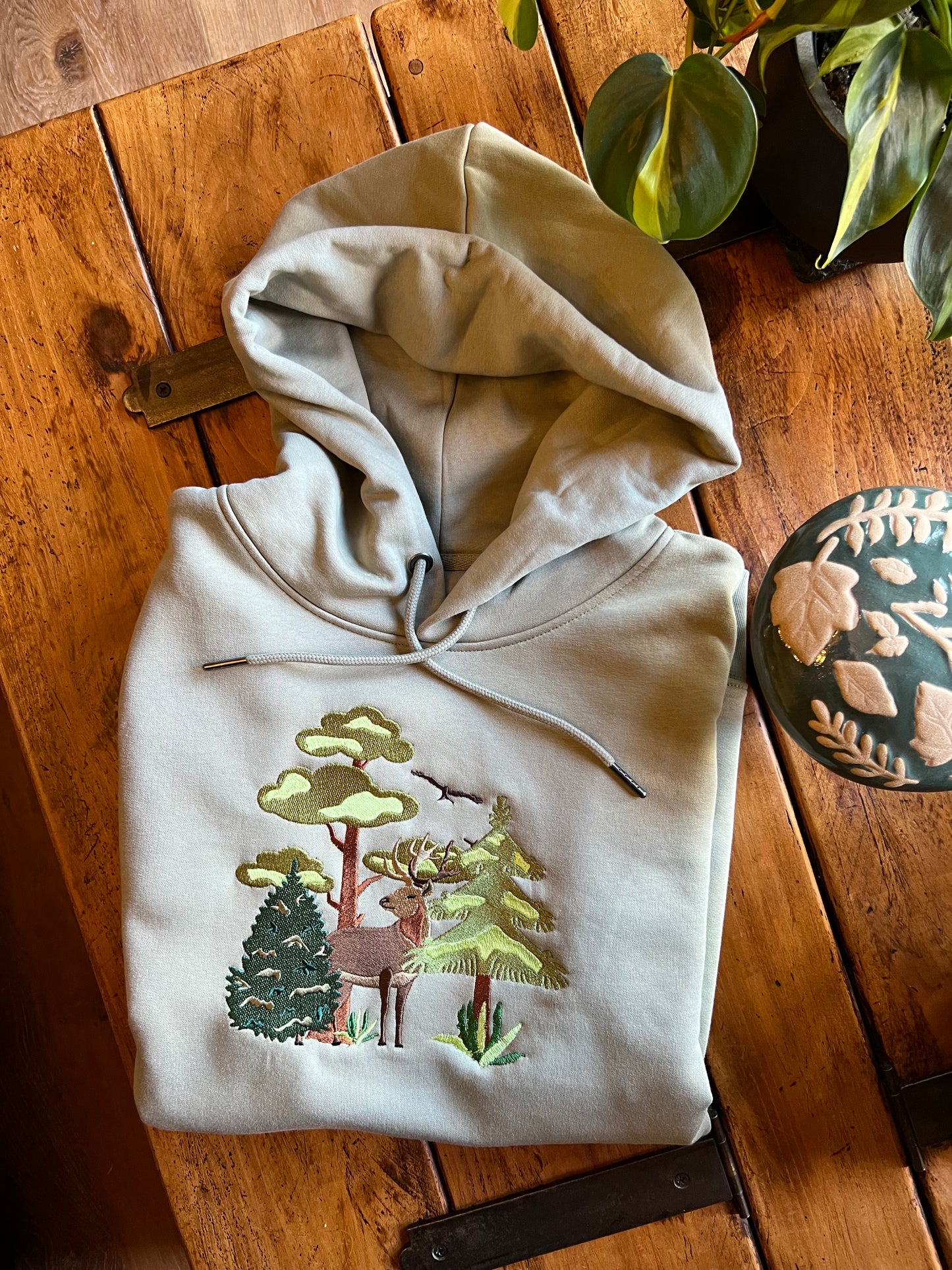 Red Deer in the Forest Embroirdered Hoodie