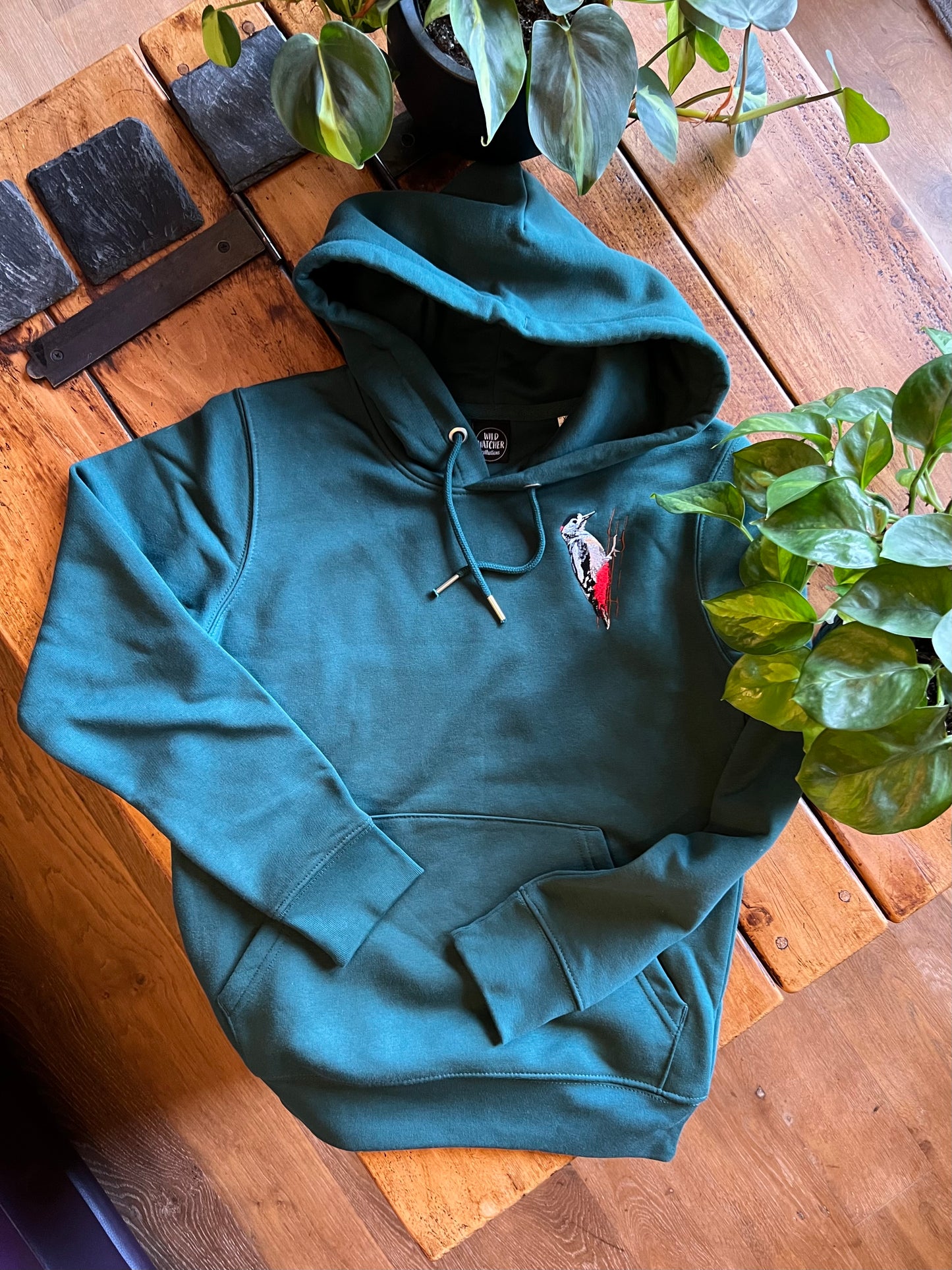 Woodpecker Green Embroidered Hoodie