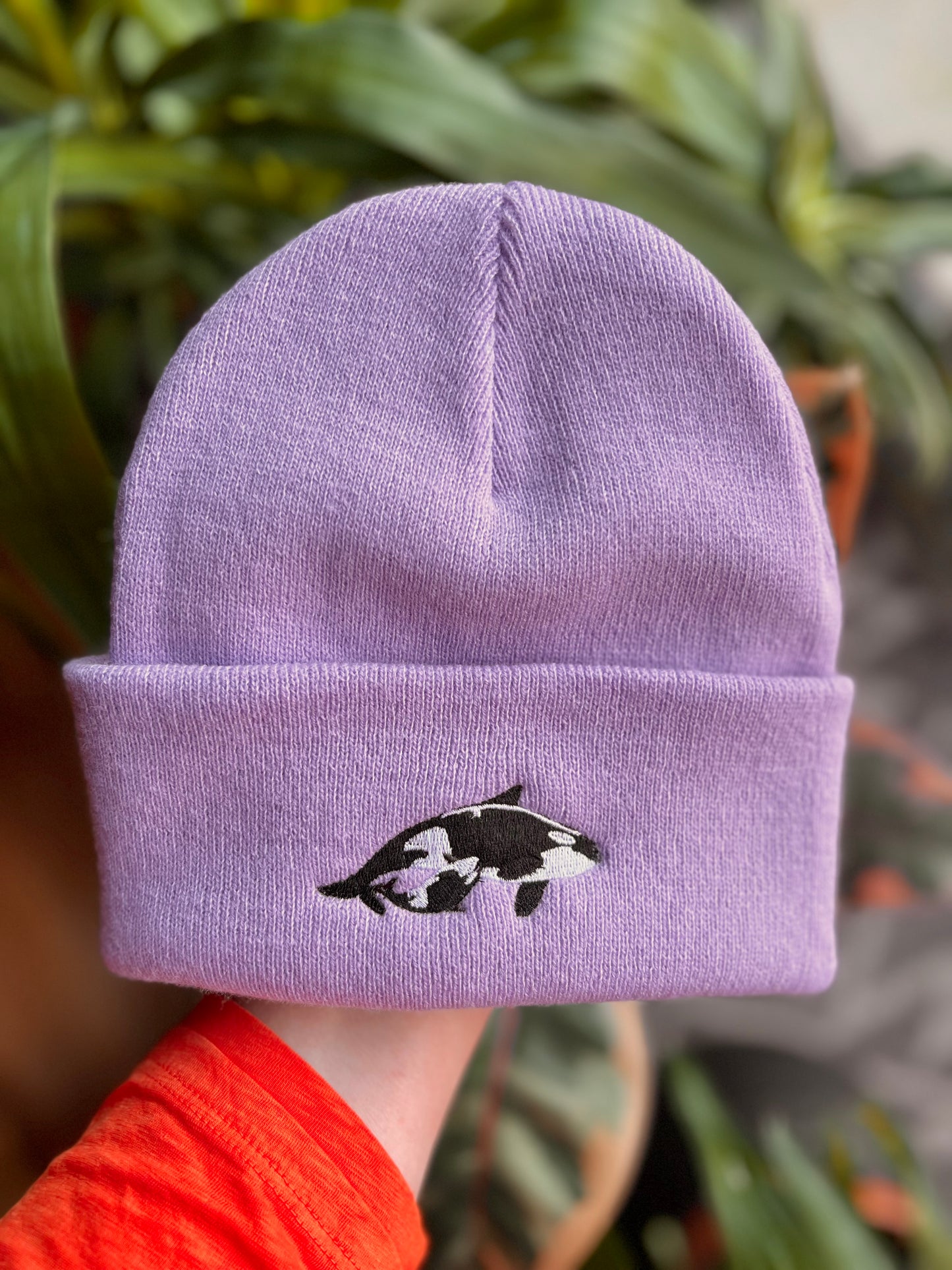 Orca Family Embroidered Beanie Hat