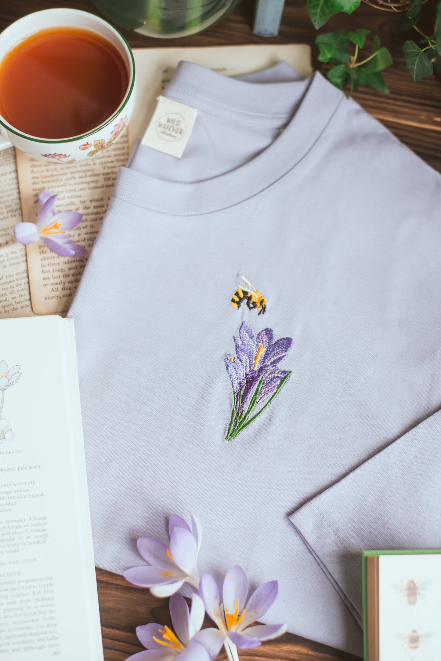 WWC Crocus and Honeybee Embroidered T-shirt