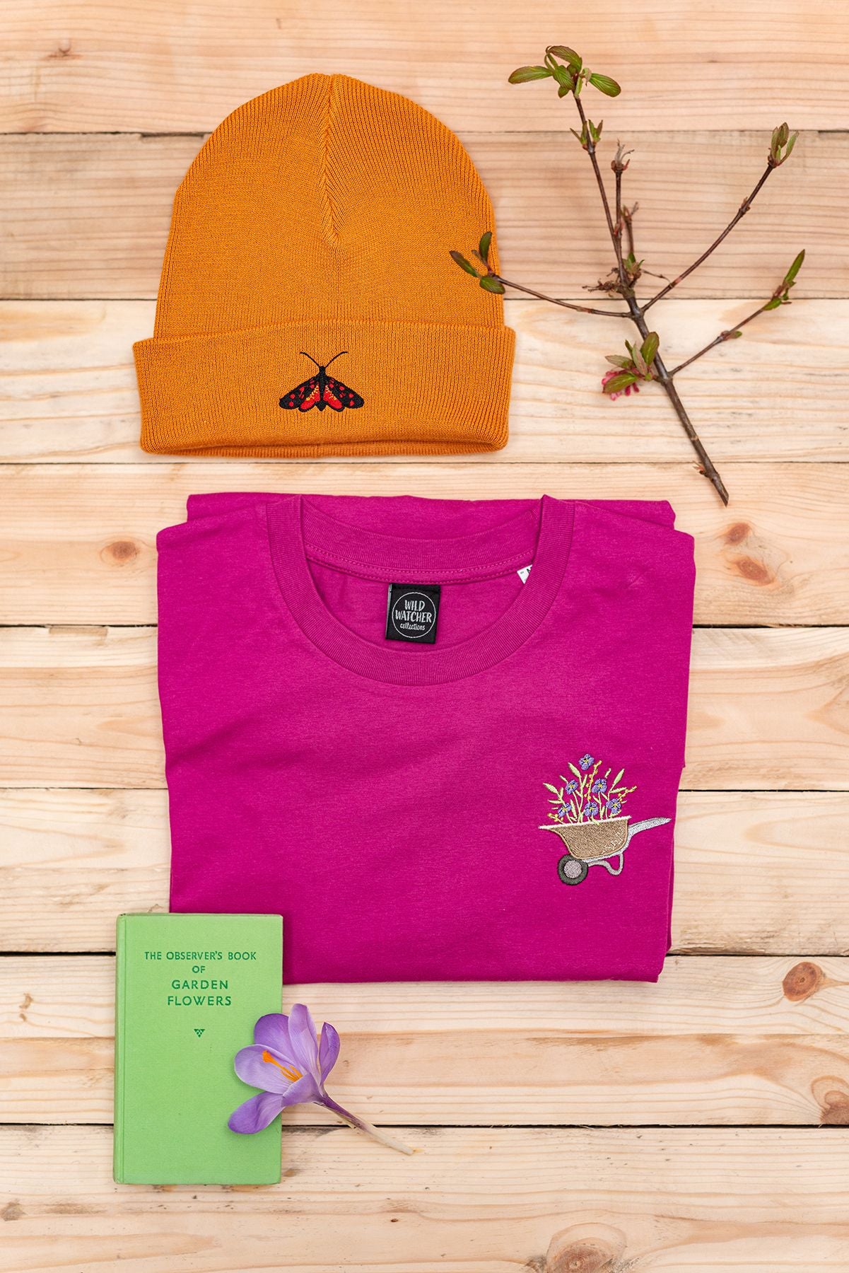 Orchid Wheelbarrow Embroidered T-shirt