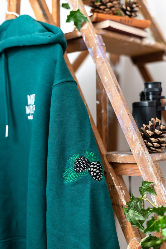 Pinecone Green Embroidered Hoodie